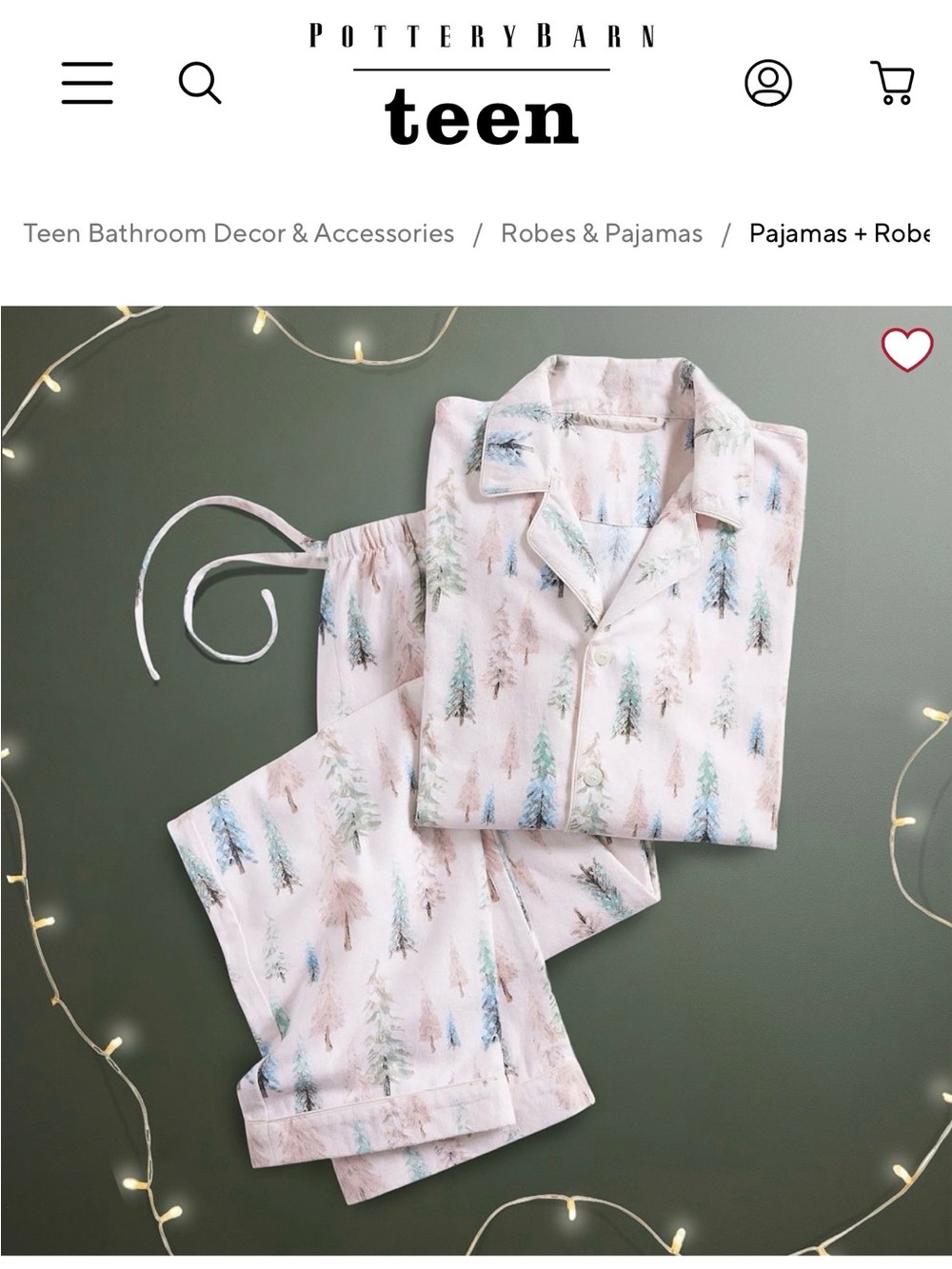 Pottery Barn Teen Pastel Pink Woodland Pajama Set